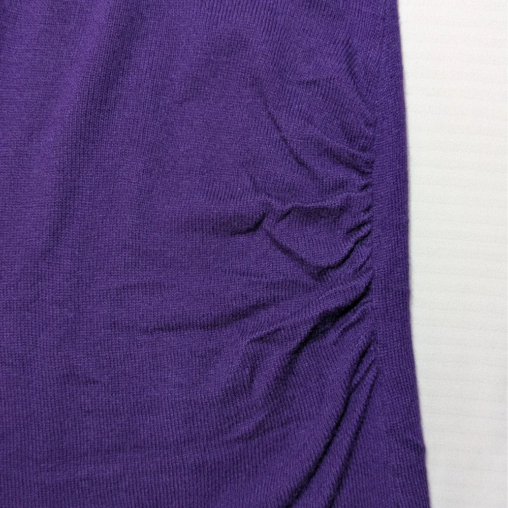 Velvet by Graham Spencer M Purple V-Neck Knit Bodycon‎ Side Ruched Dress Mid